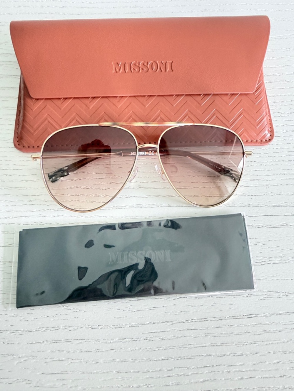 Missoni Gold Frame Sunglasses with Pink Gradient Lenses